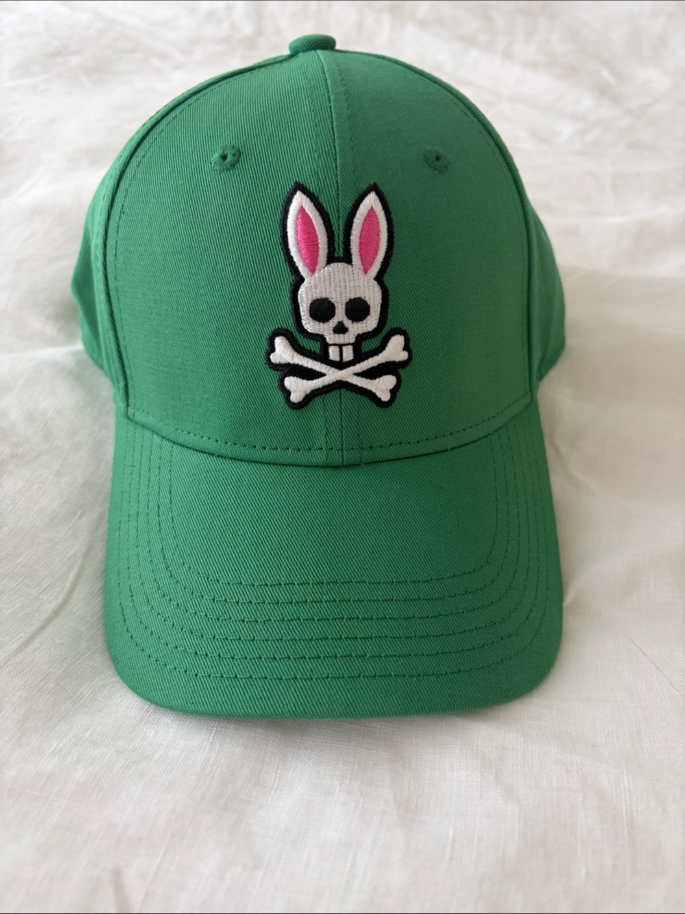 Psycho Bunny unisex Green Cap with Pink-Accented Logo